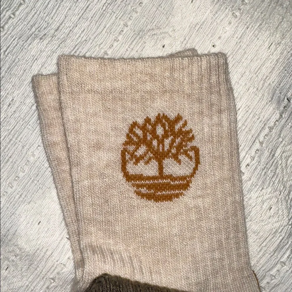 Timberland L Men’s Wool Blend Ivory Brown Basic Hiking Shortie Crew Socks 3-Pk